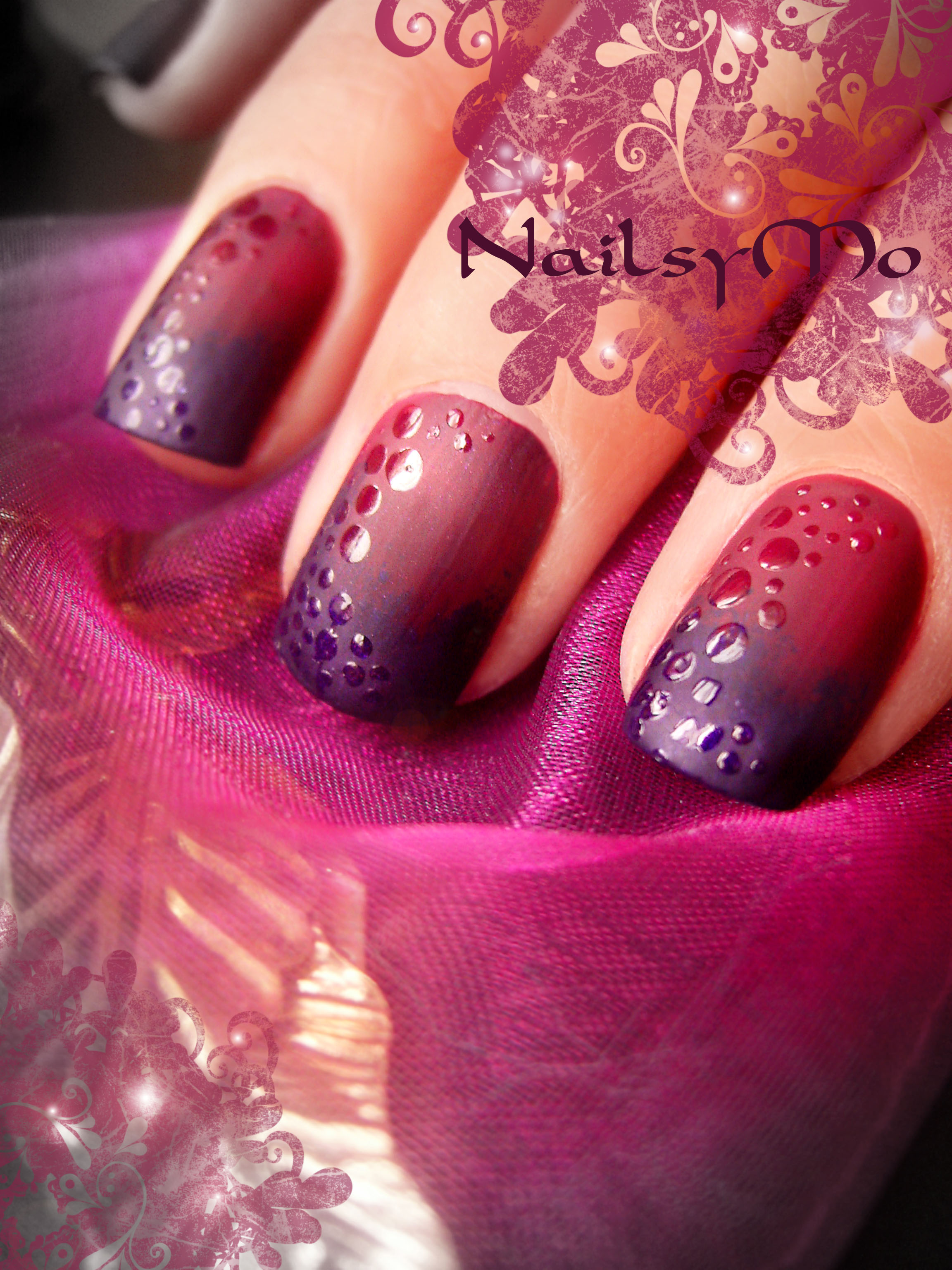 Then I apply one matte nail polish coat. Then I take dotting tool and with